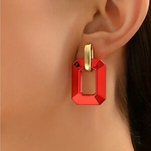 Red Glossy Acrylic Earrings